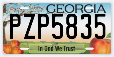 GA license plate PZP5835