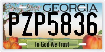 GA license plate PZP5836