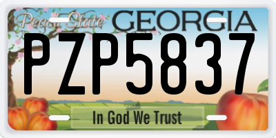 GA license plate PZP5837