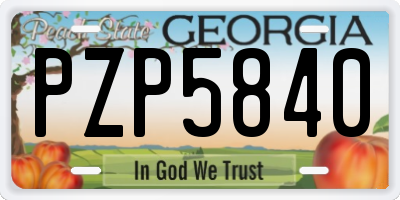 GA license plate PZP5840