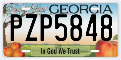 GA license plate PZP5848