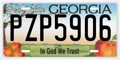 GA license plate PZP5906