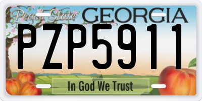 GA license plate PZP5911