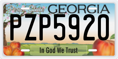 GA license plate PZP5920
