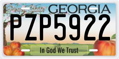 GA license plate PZP5922