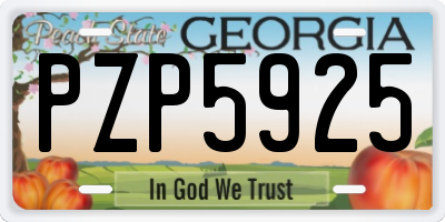 GA license plate PZP5925