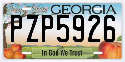 GA license plate PZP5926
