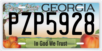 GA license plate PZP5928