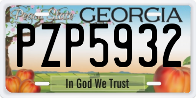 GA license plate PZP5932