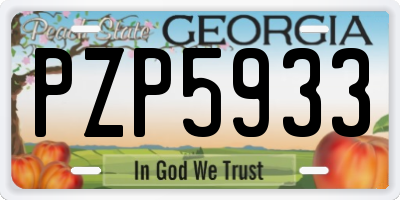 GA license plate PZP5933