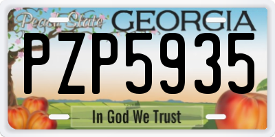 GA license plate PZP5935