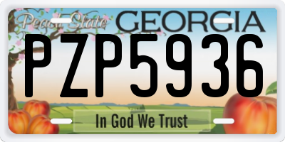 GA license plate PZP5936