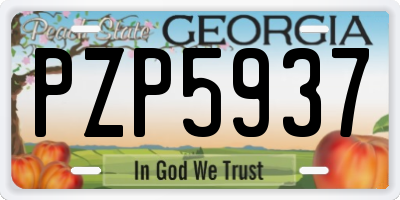 GA license plate PZP5937