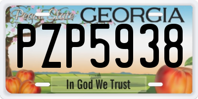 GA license plate PZP5938