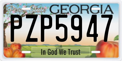 GA license plate PZP5947