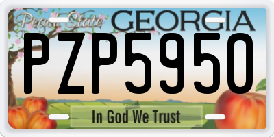 GA license plate PZP5950