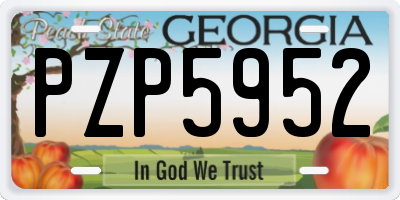 GA license plate PZP5952