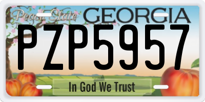GA license plate PZP5957