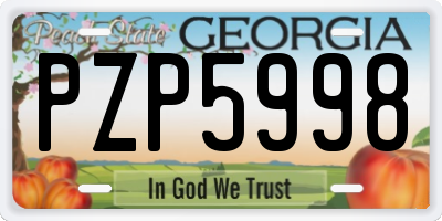GA license plate PZP5998