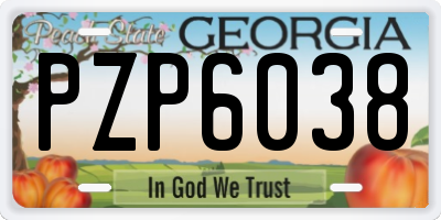 GA license plate PZP6038