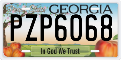 GA license plate PZP6068