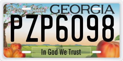 GA license plate PZP6098