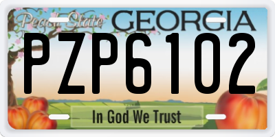 GA license plate PZP6102