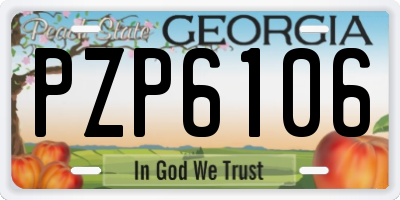 GA license plate PZP6106
