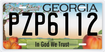 GA license plate PZP6112