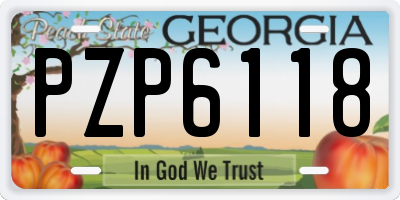 GA license plate PZP6118
