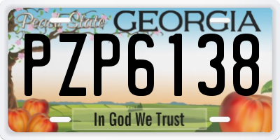 GA license plate PZP6138