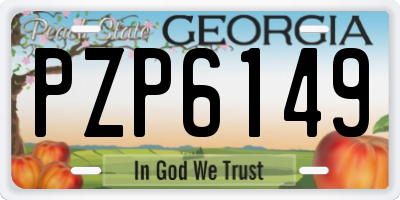GA license plate PZP6149