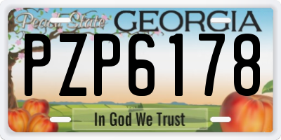 GA license plate PZP6178