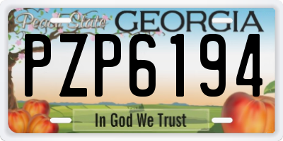 GA license plate PZP6194