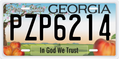 GA license plate PZP6214