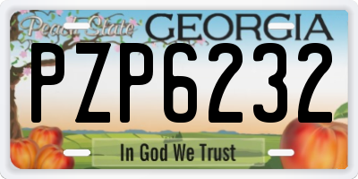 GA license plate PZP6232