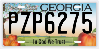 GA license plate PZP6275