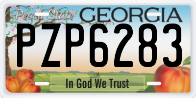 GA license plate PZP6283
