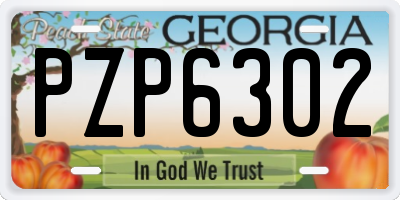 GA license plate PZP6302