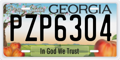 GA license plate PZP6304