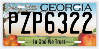 GA license plate PZP6322