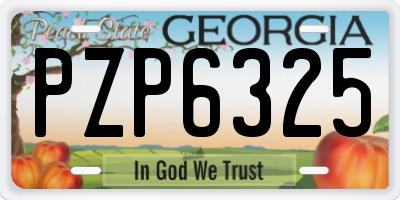 GA license plate PZP6325
