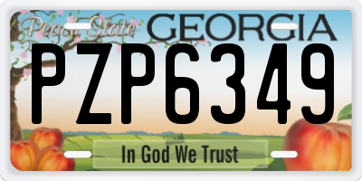 GA license plate PZP6349
