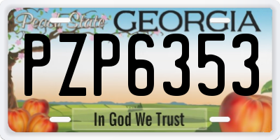 GA license plate PZP6353