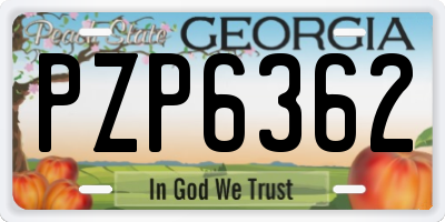 GA license plate PZP6362