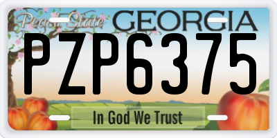 GA license plate PZP6375
