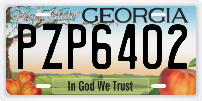 GA license plate PZP6402