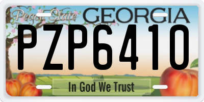 GA license plate PZP6410