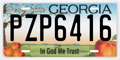GA license plate PZP6416