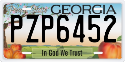 GA license plate PZP6452